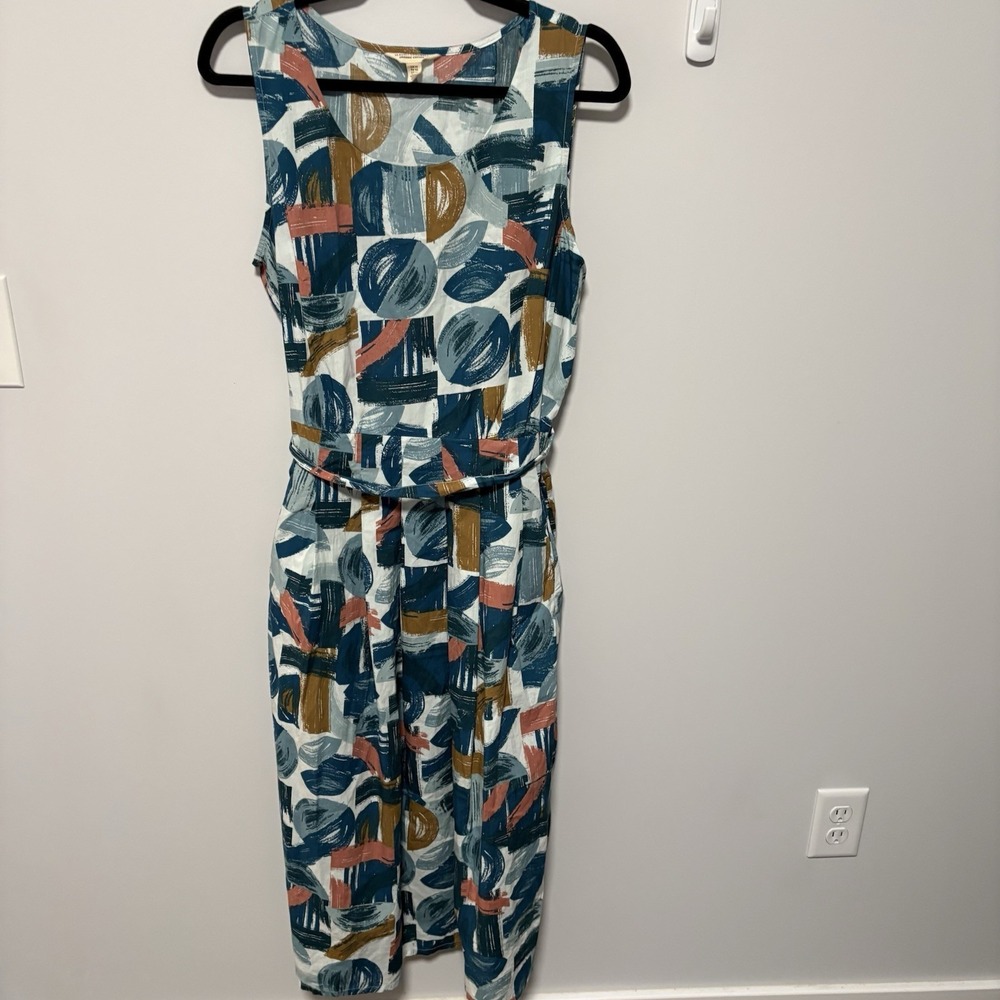 Seasalt Cornwall Women's Belle Fit-and-flare Midi Dress Pockets Sz. 10 Cotton